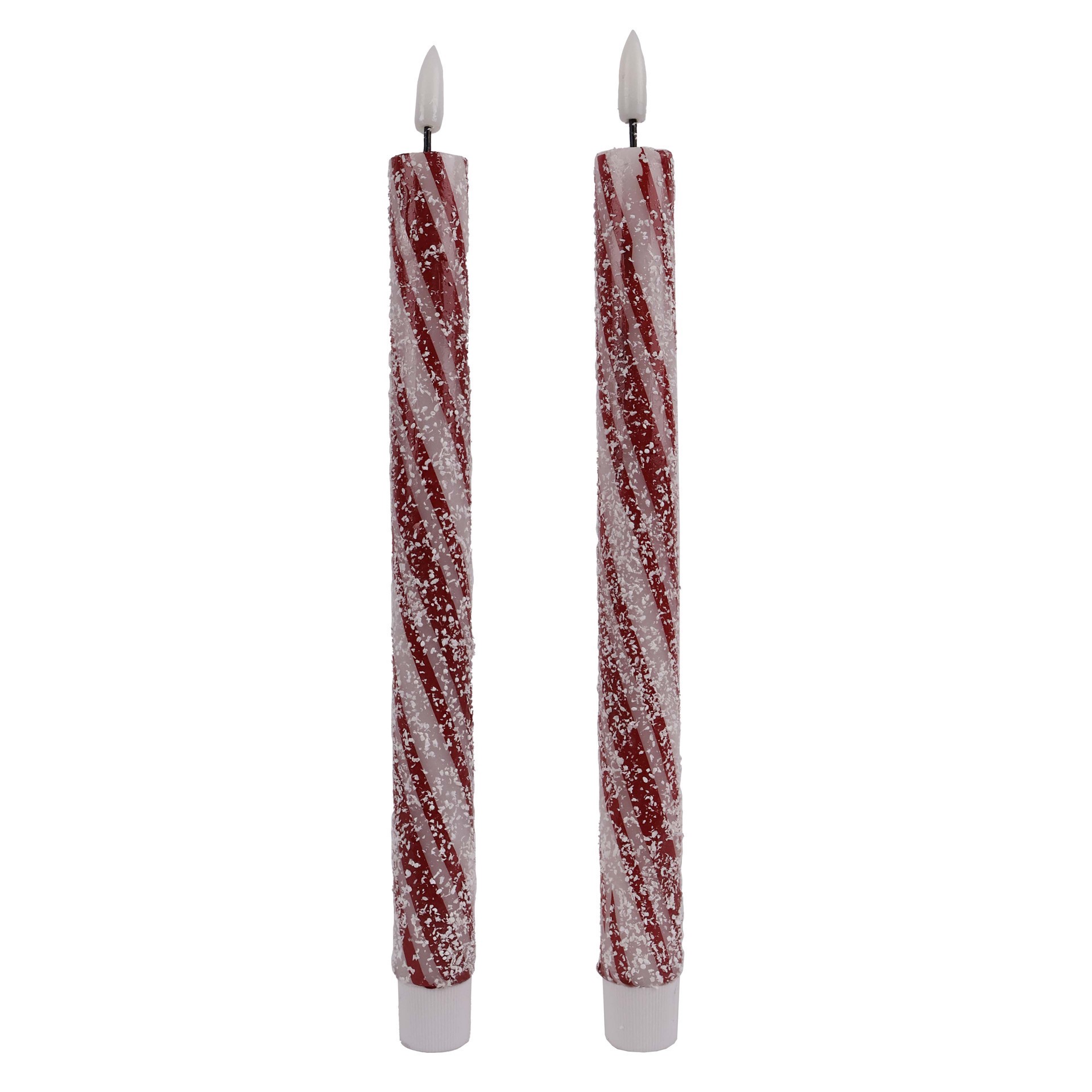 slide 3 of 4, 10.5" Red Candy Striped Led Wax Taper Candles, 2ct. By Ashland, 2 ct