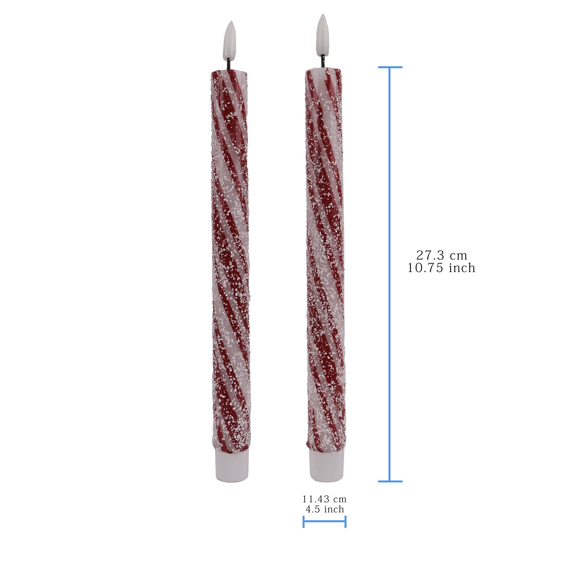 slide 2 of 4, 10.5" Red Candy Striped Led Wax Taper Candles, 2ct. By Ashland, 2 ct
