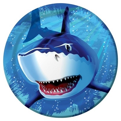 slide 1 of 1, Creative Converting Shark Splash Dinner Plates, 8 ct