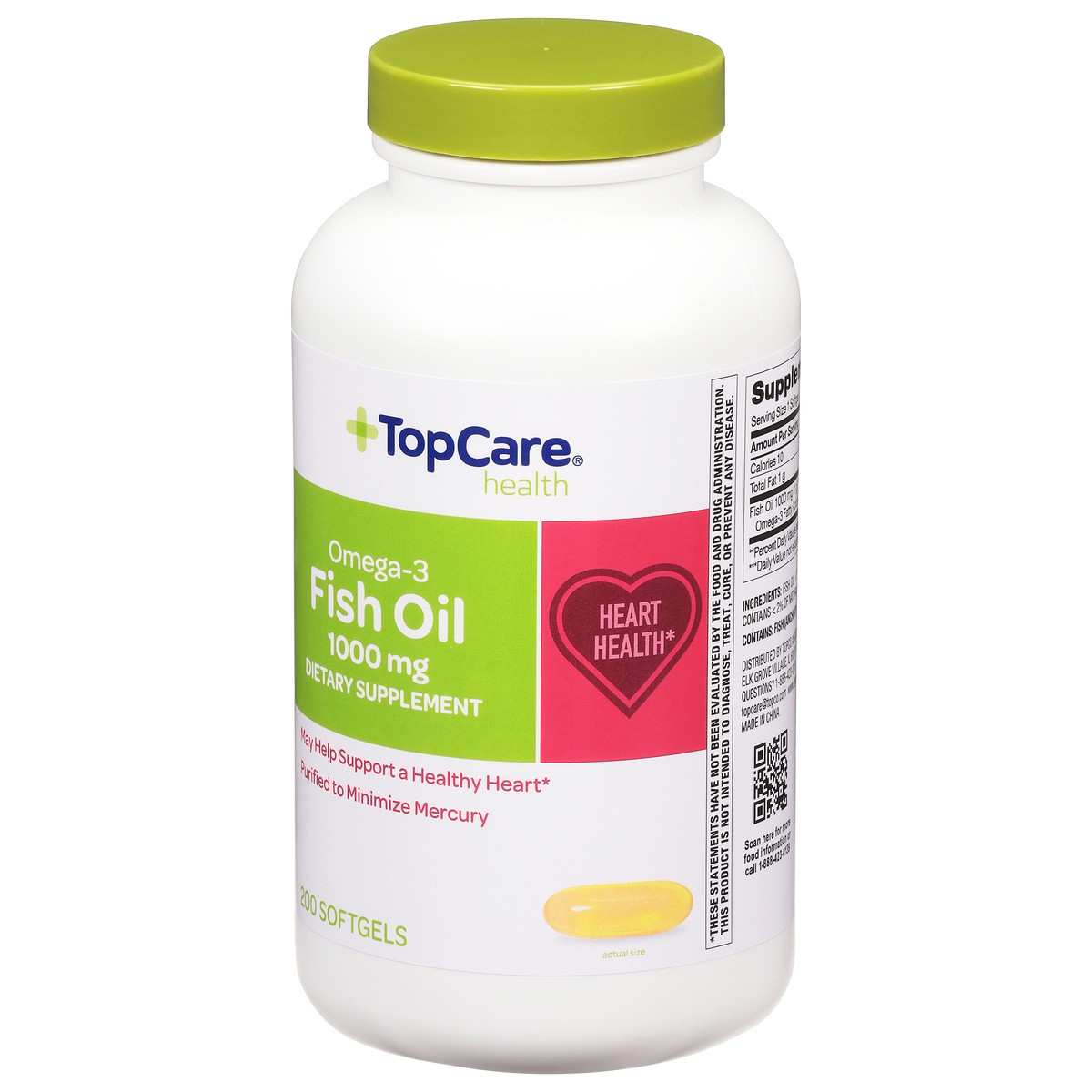 slide 7 of 9, TopCare Health Omega-3 1000 mg Fish Oil 200 Softgels, 200 ct