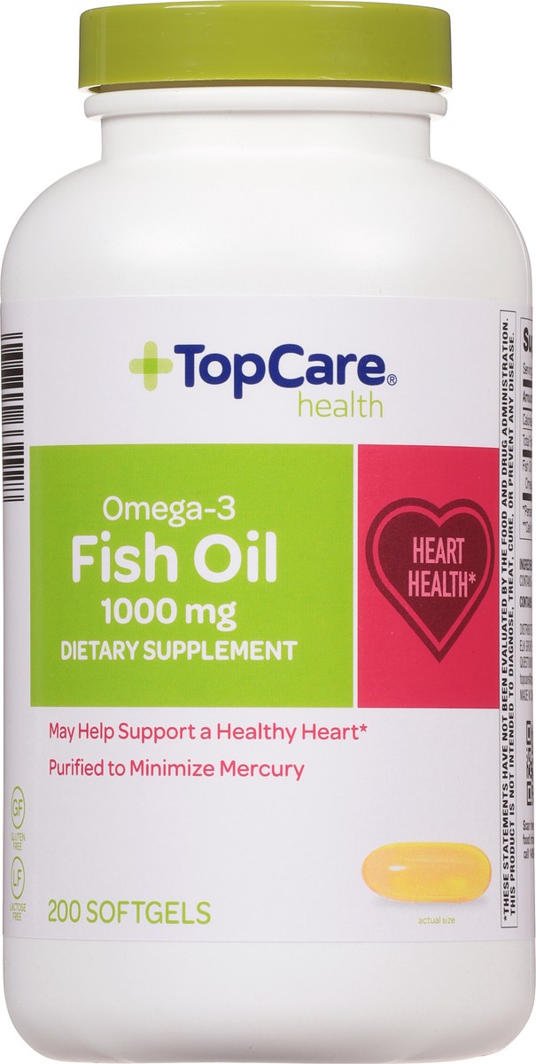 slide 4 of 9, TopCare Health Omega-3 1000 mg Fish Oil 200 Softgels, 200 ct