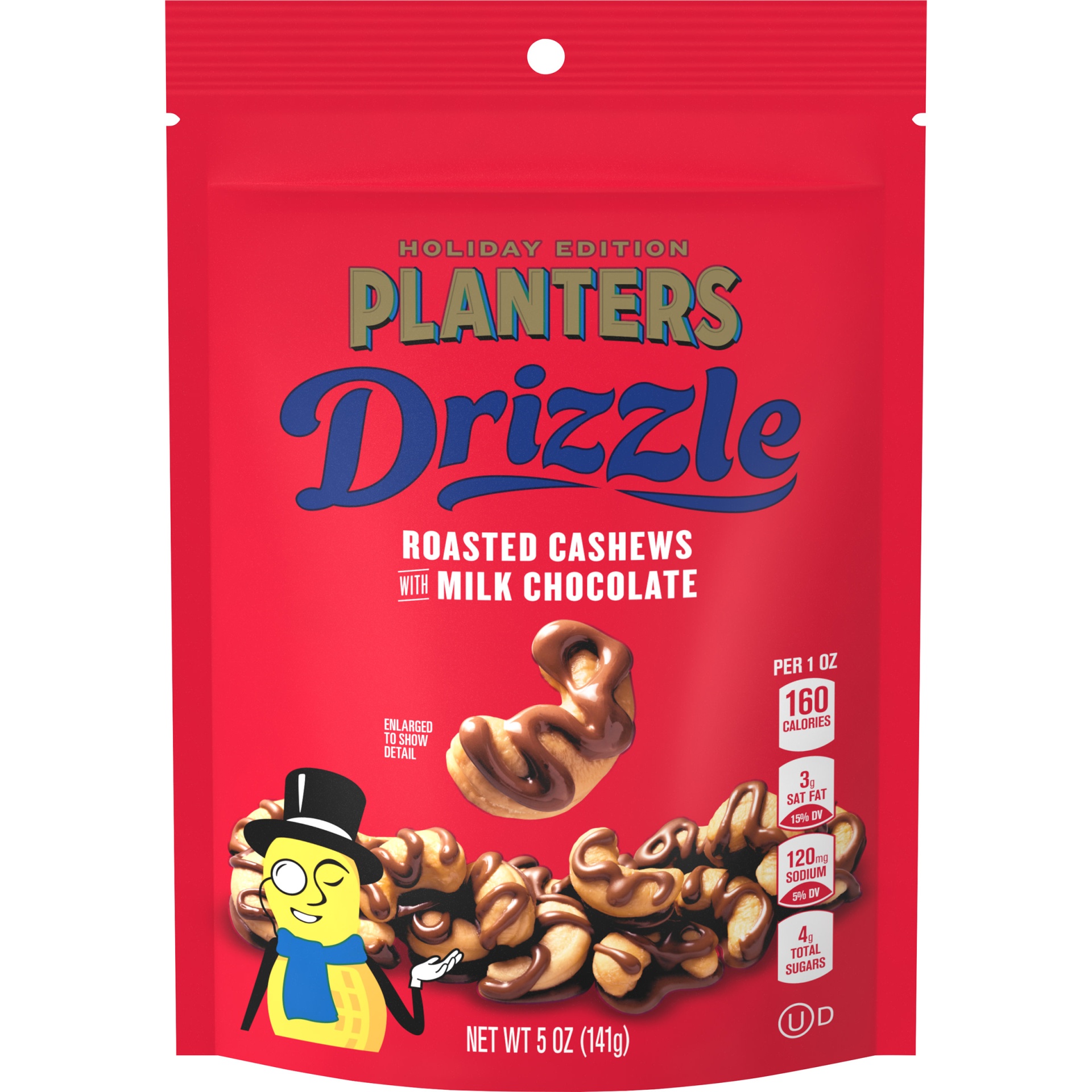 slide 1 of 2, Planters Drizzle Holiday Edition Roasted Cashews with Milk Chocolate, 5 oz