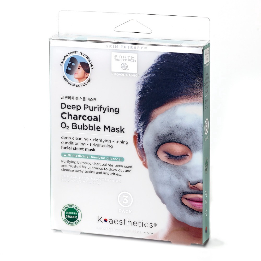 slide 1 of 1, Earth Therapeutics Deep Purifying Charcoal 02 Bubble Mask, 3 ct