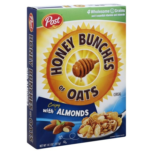 slide 1 of 8, Post Honey Bunches Of Oats Cereal Crispy Almonds, 14.5 oz