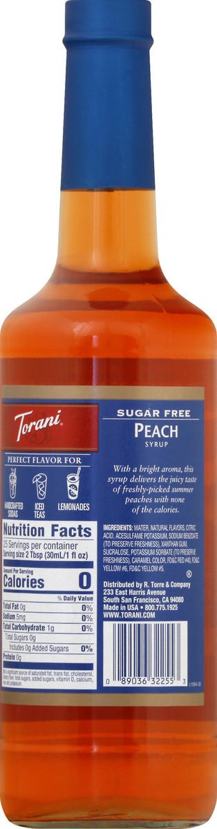 slide 13 of 13, Torani Sugar Free Peach Syrup - 750 ml, 750 ml