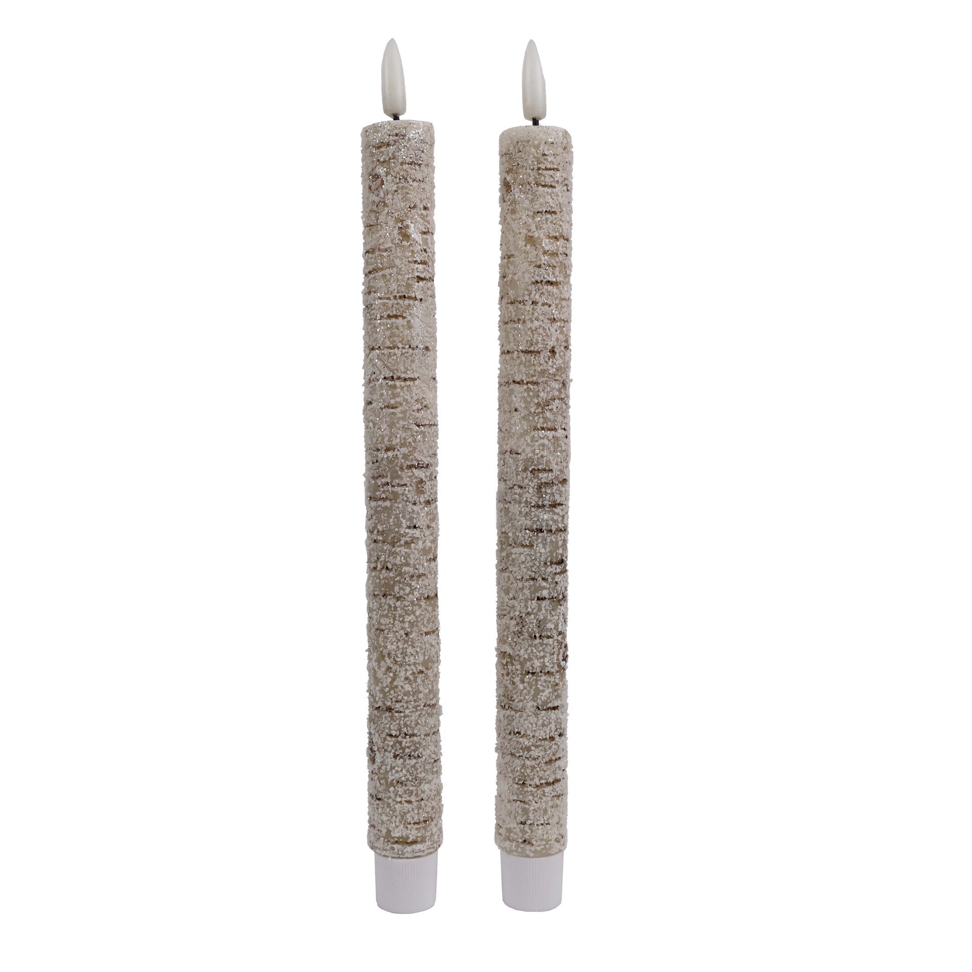 slide 2 of 4, 10.5" Frosted Birch Led Wax Taper Candles, 2ct. By Ashland, 2 ct