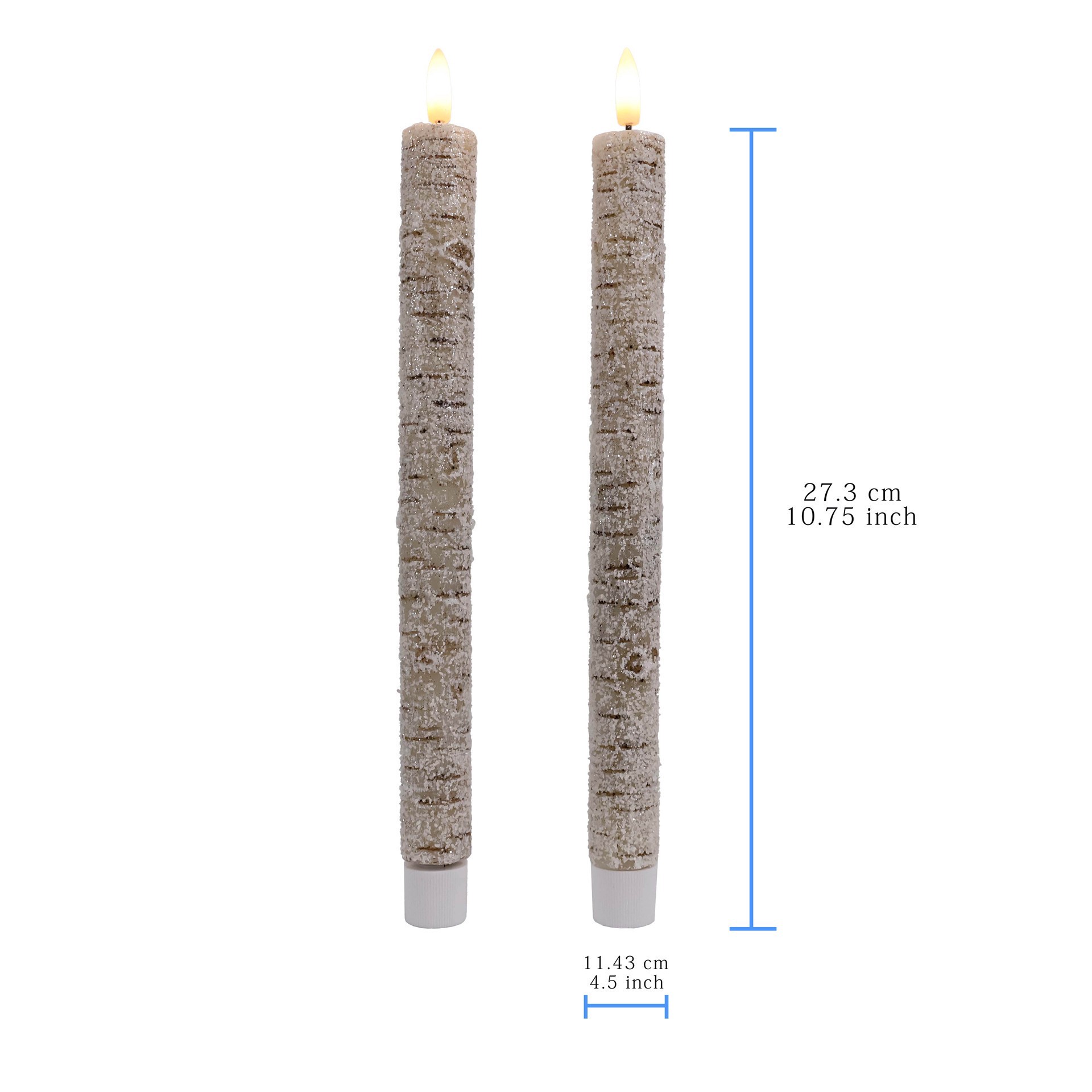slide 3 of 4, 10.5" Frosted Birch Led Wax Taper Candles, 2ct. By Ashland, 2 ct