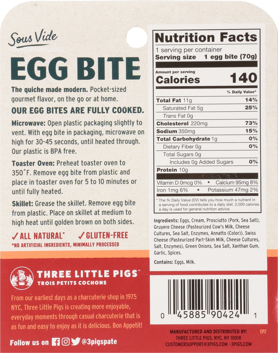 slide 11 of 12, Three Little Pigs Prosciutto & Gruyere Egg Bite 2.5 oz, 2.5 oz