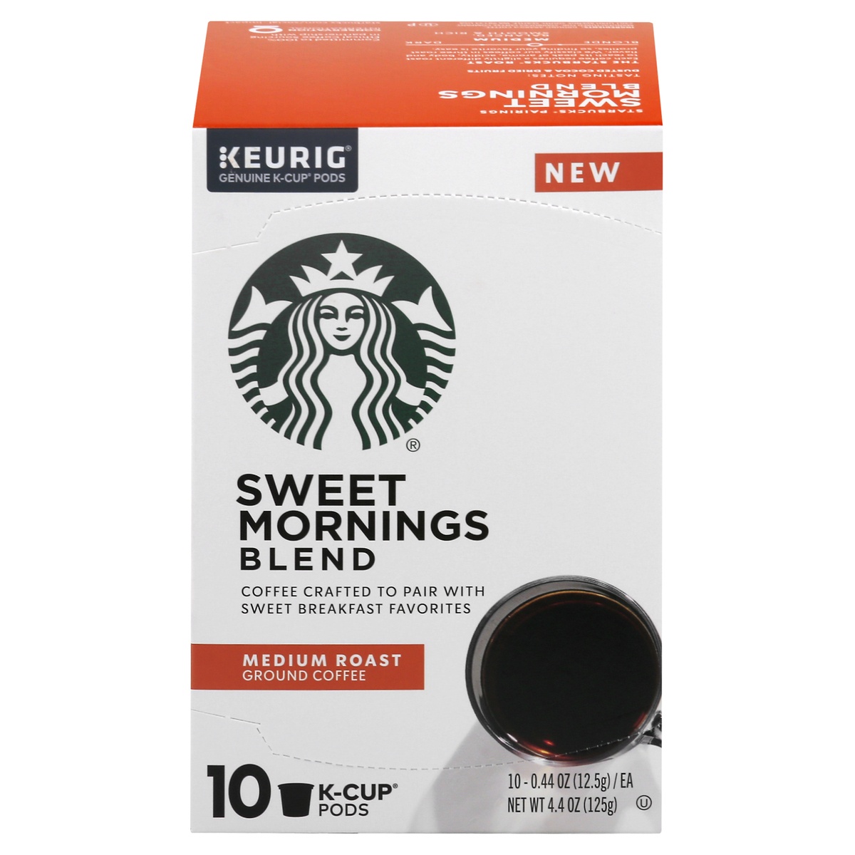 slide 1 of 7, Starbucks Sweet Mornings Blend Medium Roast Ground Coffee K-Cup Pods Ea. - 4.4 oz, 4.4 oz