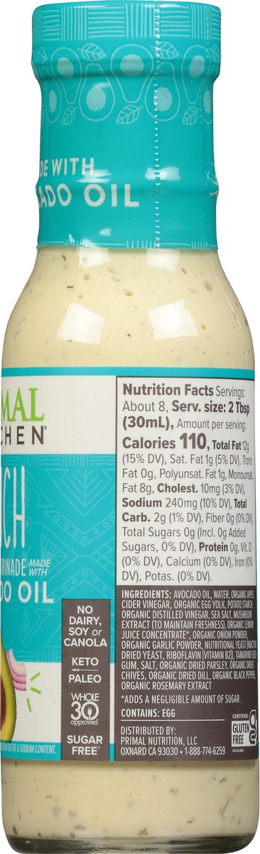 slide 6 of 9, Primal Kitchen Ranch Dressing & Marinade 8 fl oz, 8 fl oz