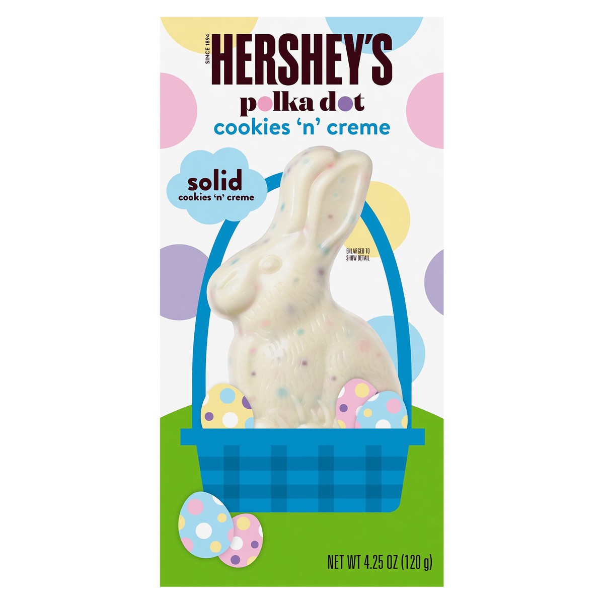 slide 5 of 9, HERSHEY'S Cookies 'n' Creme Polka Dot Bunny, Easter Candy Gift Box, 4.25 oz, 4.25 oz