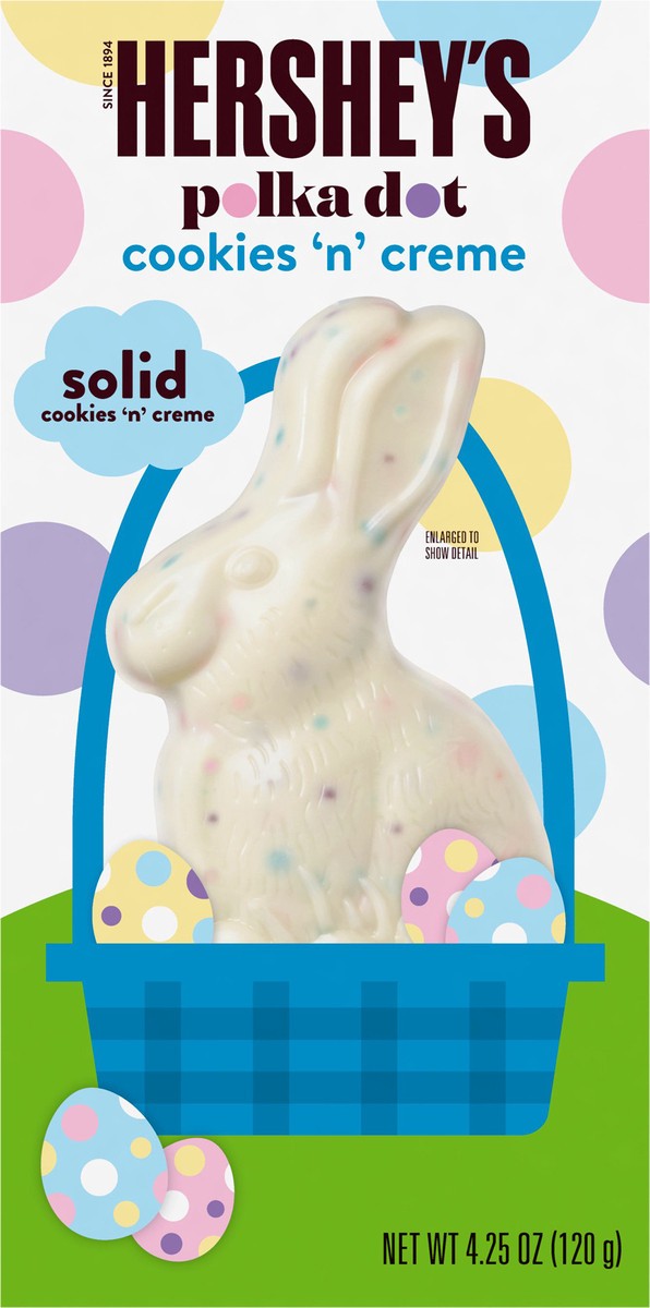 slide 6 of 9, HERSHEY'S Cookies 'n' Creme Polka Dot Bunny, Easter Candy Gift Box, 4.25 oz, 4.25 oz