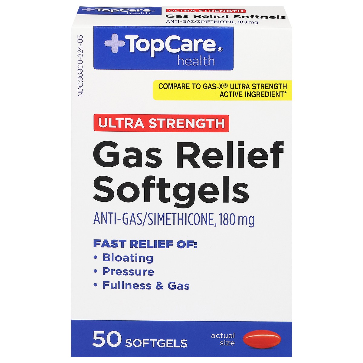 slide 1 of 16, TopCare Health 180 mg Ultra Strength Gas Relief 50 Softgels, 50 ct