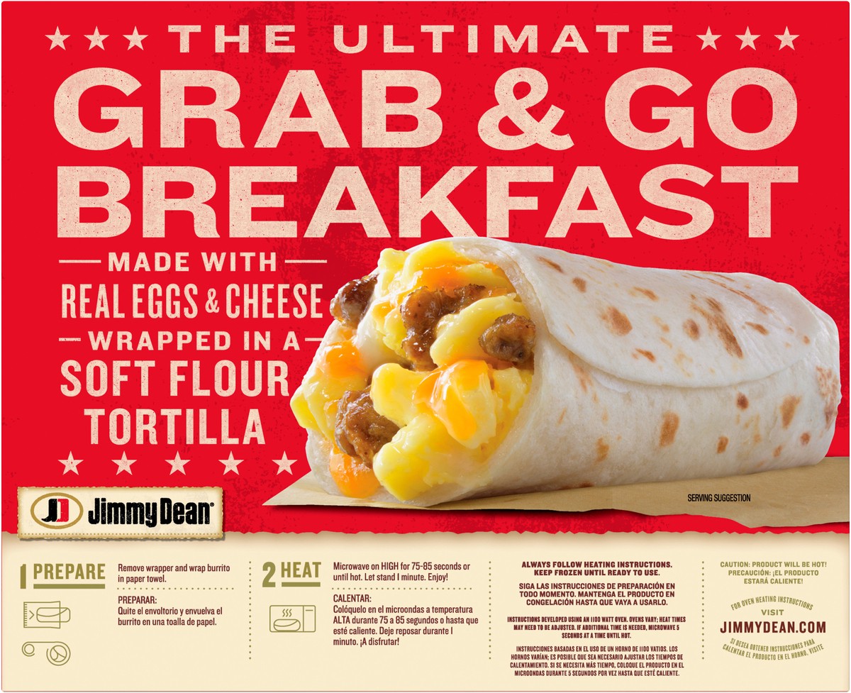 slide 3 of 8, Jimmy Dean Breakfast Burritos with Egg, Sausage, and Cheese, Frozen, 4 Count, 481.94 g