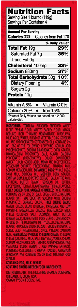 slide 6 of 8, Jimmy Dean Breakfast Burritos with Egg, Sausage, and Cheese, Frozen, 4 Count, 481.94 g