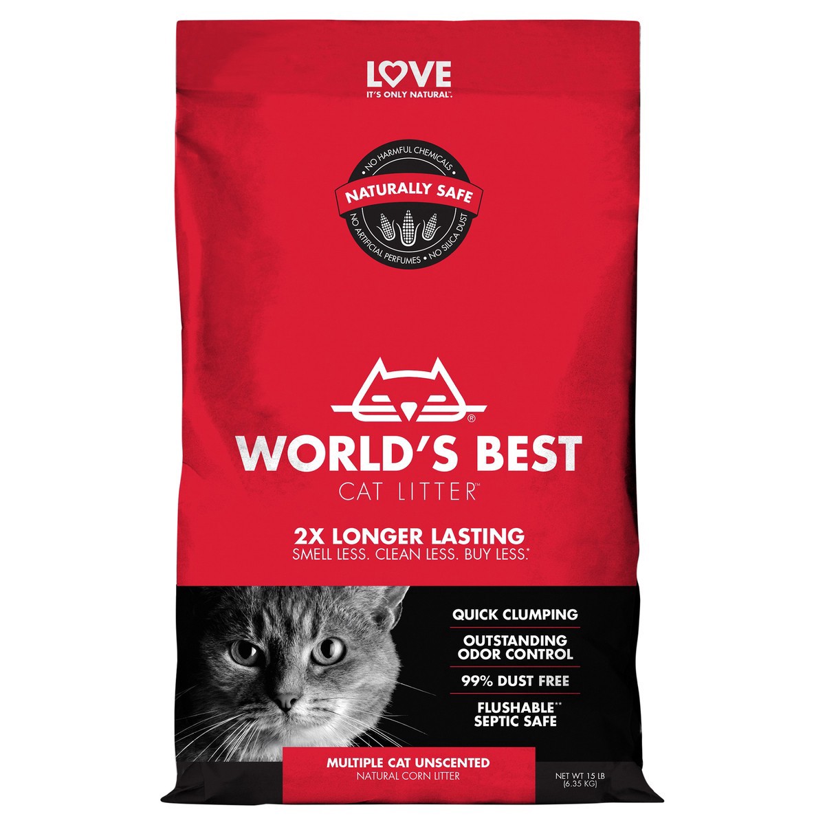 slide 4 of 7, World's Best Cat Litter Multiple Cat Unscented Cat Litter 15 lb, 15 lb