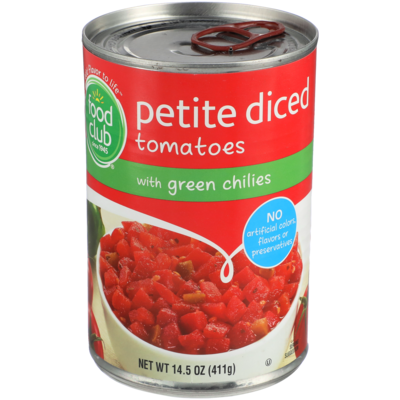 slide 1 of 1, Food Club Diced Tomatoes With Green Chilies, 14.5 oz