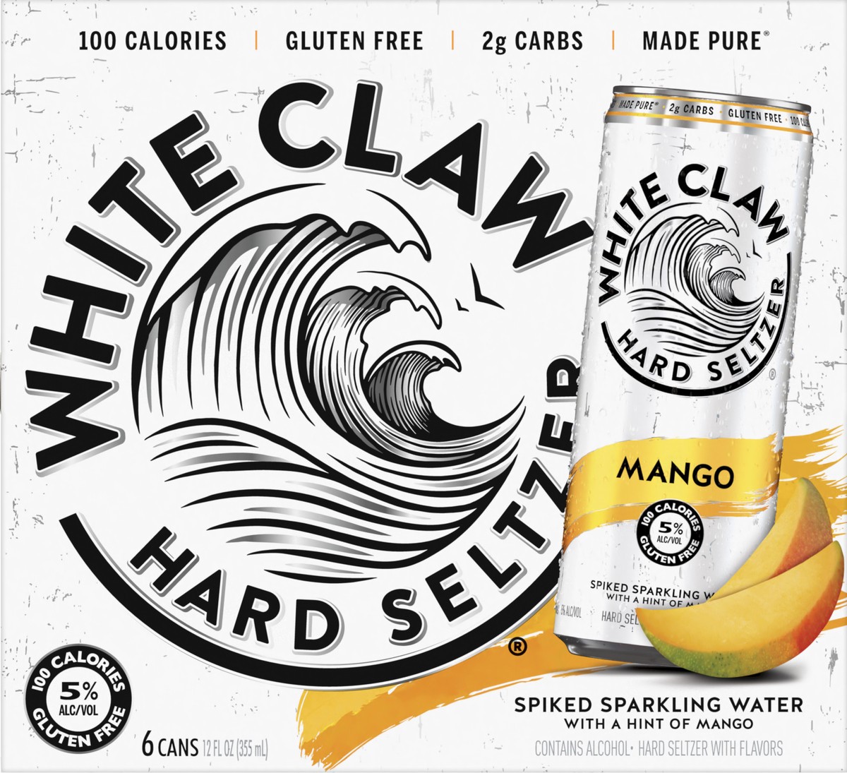slide 1 of 9, White Claw 6 Pack Spiked Mango Hard Seltzer 6 ea, 6 ct; 12 fl oz