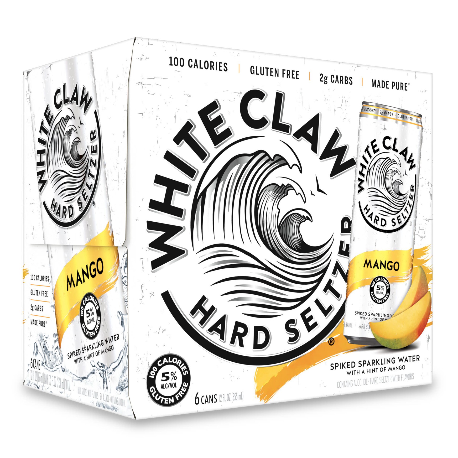 slide 9 of 9, White Claw 6 Pack Spiked Mango Hard Seltzer 6 ea, 6 ct; 12 fl oz