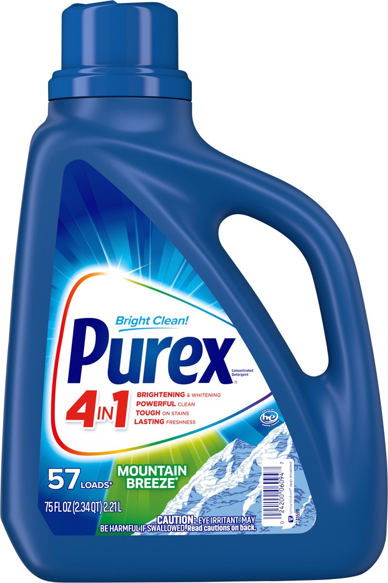 slide 3 of 3, Purex Liquid Laundry Detergent, Mountain Breeze, 75 Fluid Ounces, 57 Loads, 75 fl oz