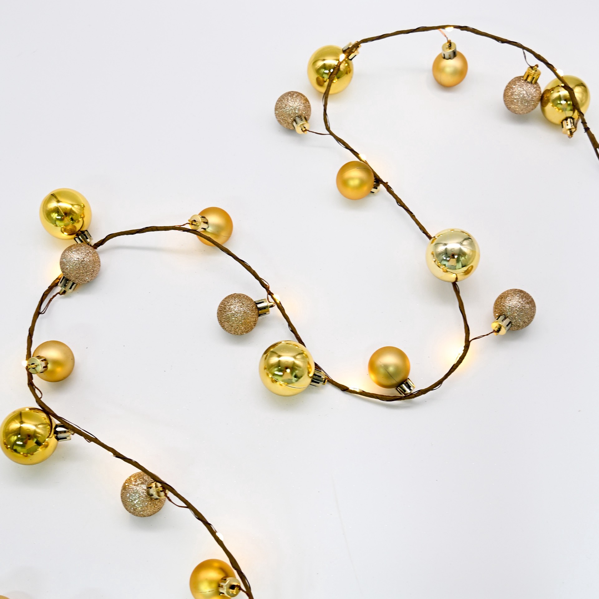 slide 3 of 4, 18ct. Warm White Led Gold Ornament Garland String Lights On Brown Wire By Ashland, 18 ct