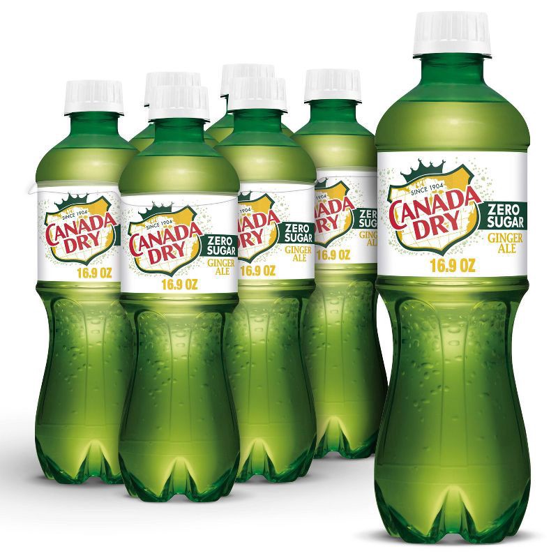 slide 1 of 5, Canada Dry Zero Sugar Ginger Ale Soda, .5 L bottles, 6 pack, 6 ct; 16.9 fl oz