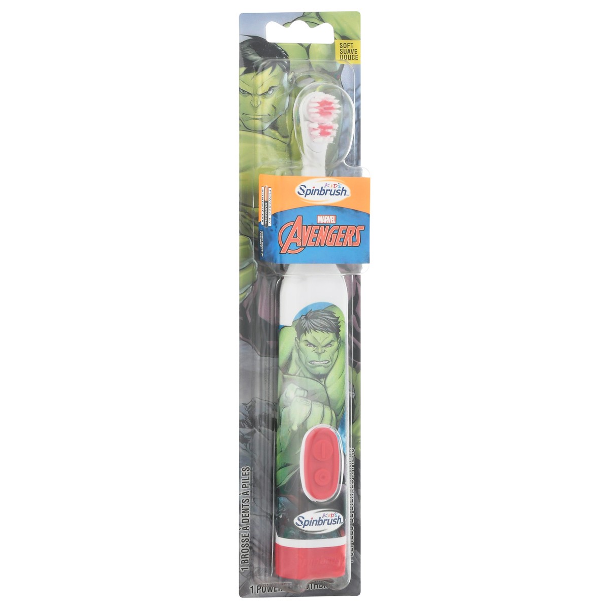 slide 7 of 9, Spinbrush Marvel Avengers Kid''s Spinbrush Electric Battery Toothbrush, Soft, 1 ct, Character May Vary, 1 ct