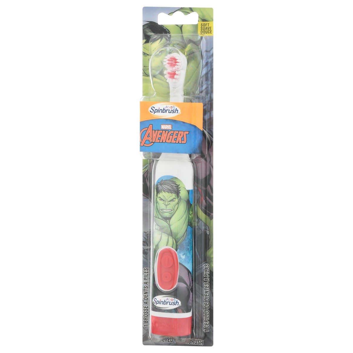 slide 6 of 9, Spinbrush Marvel Avengers Kid''s Spinbrush Electric Battery Toothbrush, Soft, 1 ct, Character May Vary, 1 ct