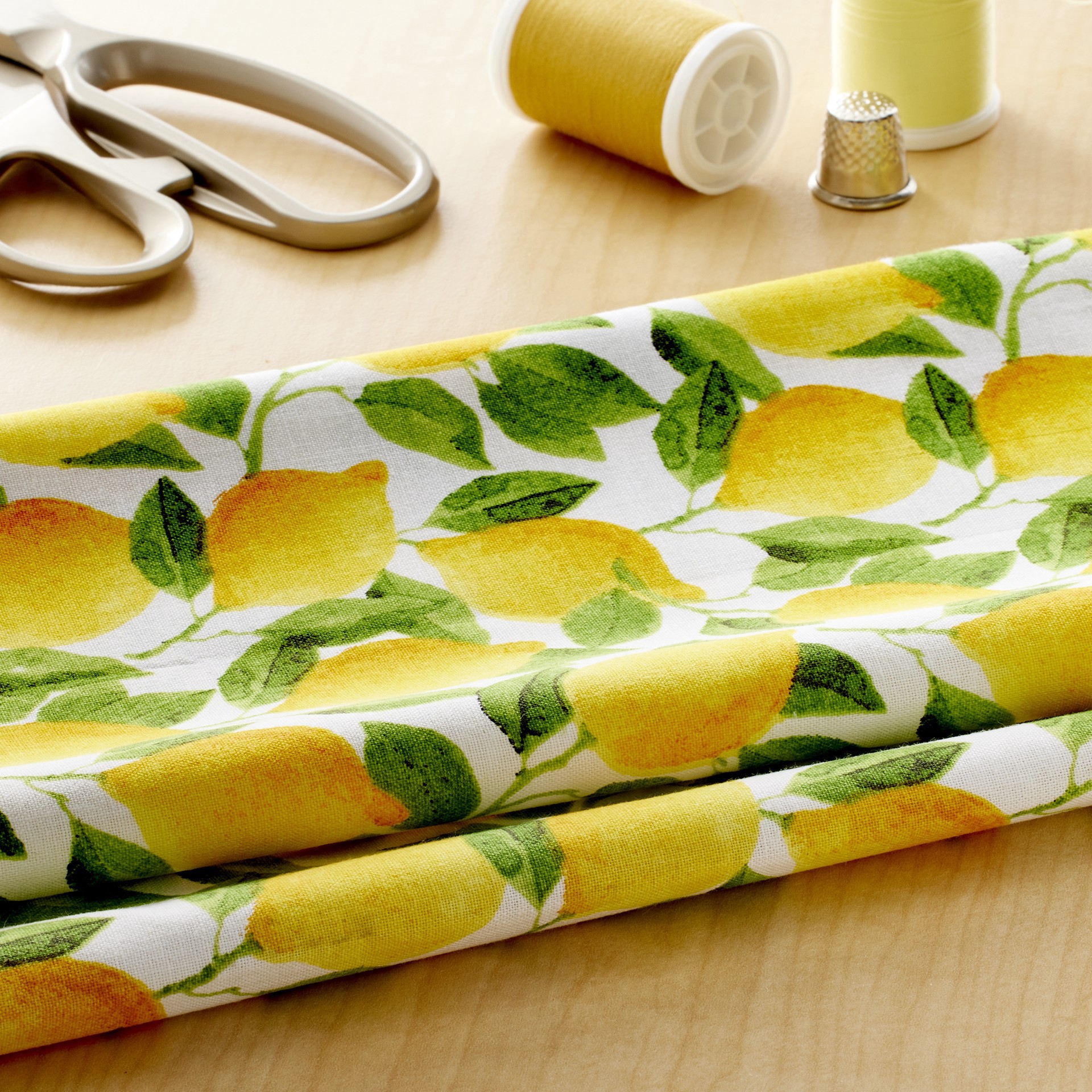 slide 4 of 4, Lemon Cotton Fabric By Loops & Threads, 18 in x 21 in