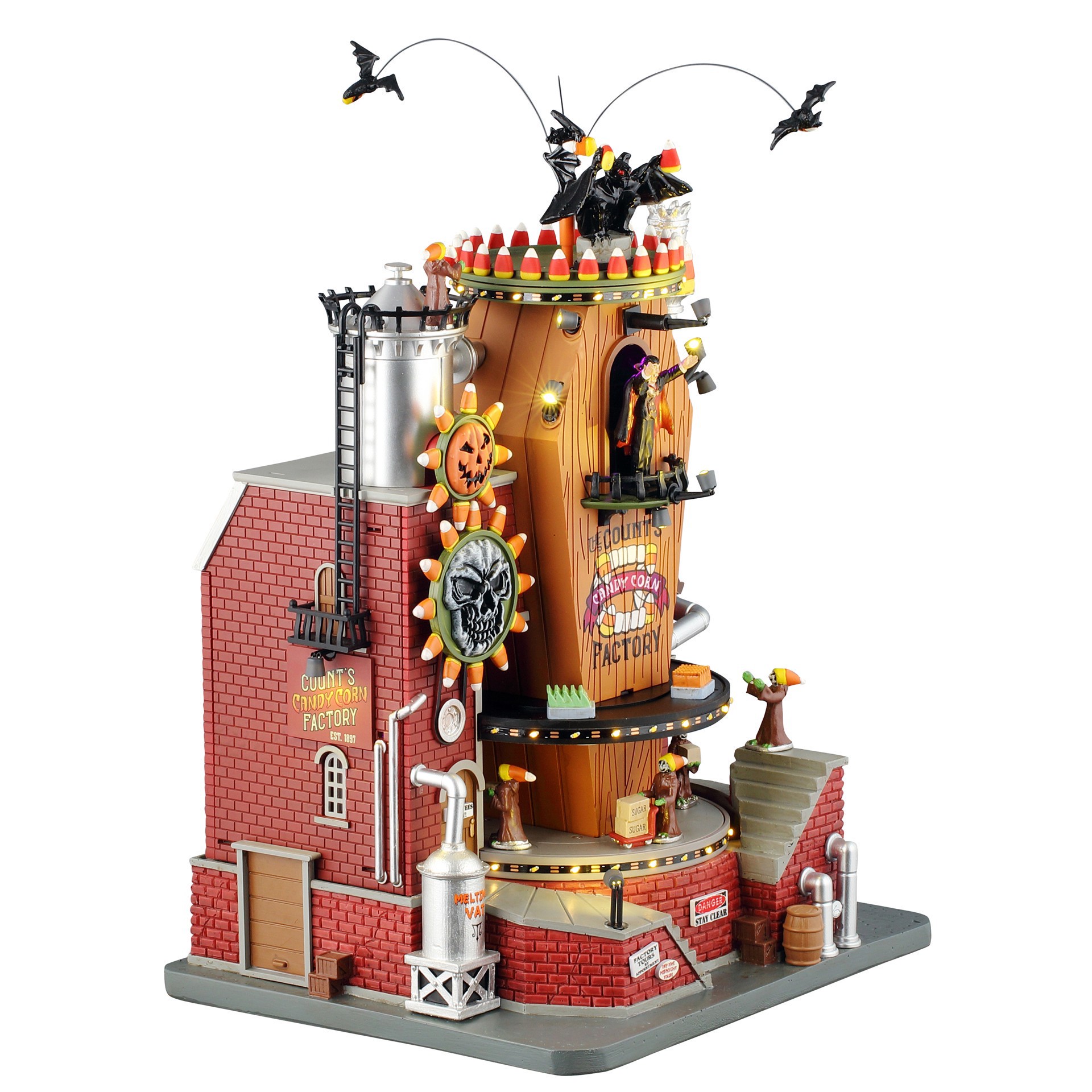 slide 2 of 6, Lemax Spooky Town The Count's Candy Corn Factory, 13 in x 9 in x 8 in