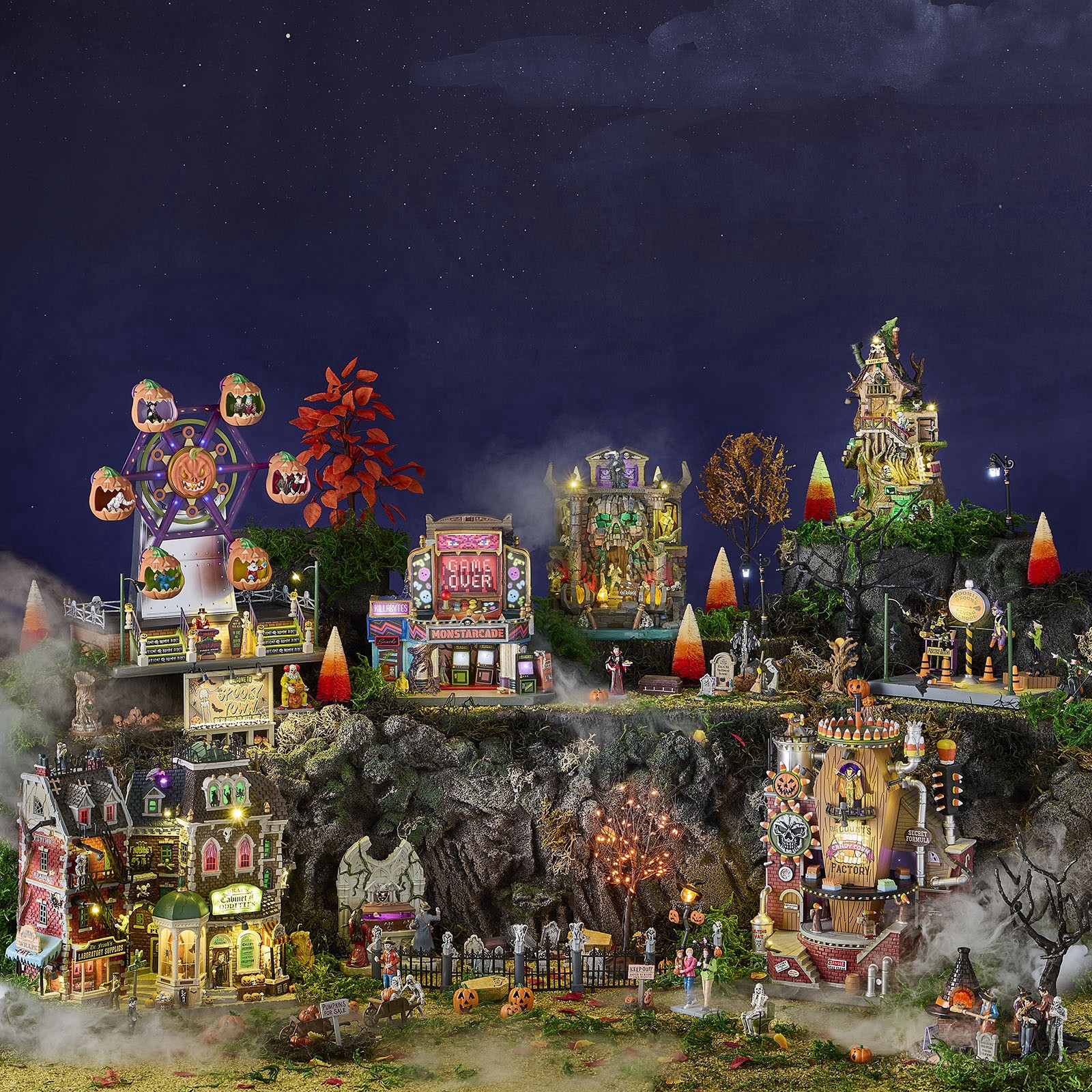 slide 5 of 6, Lemax Spooky Town The Count's Candy Corn Factory, 13 in x 9 in x 8 in