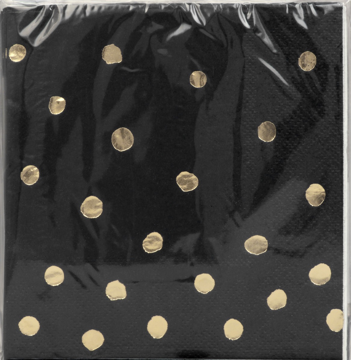 slide 2 of 6, Creative Converting Black And Gold Foil Dot Cocktail Beverage Napkins, 16 ct