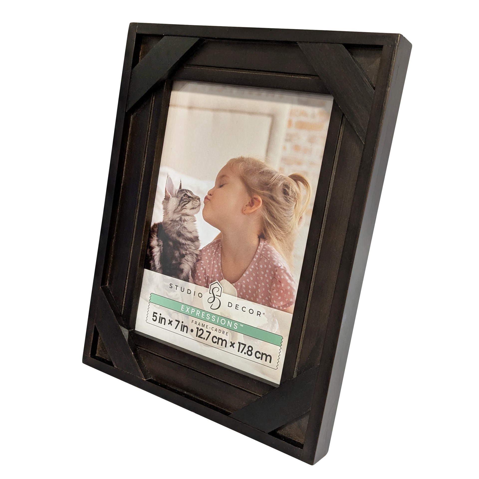 slide 3 of 6, Expressions 5" X 7" Espresso Cross-Corner Wood Frame By Studio Decor, 5 in x 7 in