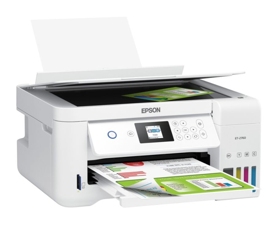 slide 4 of 6, Epson Workforce Et-3760 Ecotank Color Inkjet All-In-One Printer, Copier, Scanner, C11Cg20203, 1 ct