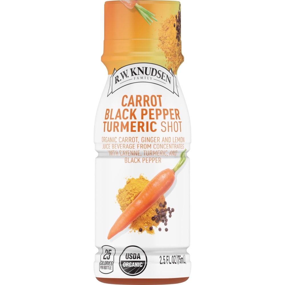 slide 1 of 1, R.W. Knudsen Organic Carrot Black Pepper Turmeric Shot, 2.5 fl oz