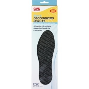 slide 1 of 1, CVS Pharmacy Men's Deodorizing Insoles, Trim-To-Fit One Size Fits Most, 8 pair