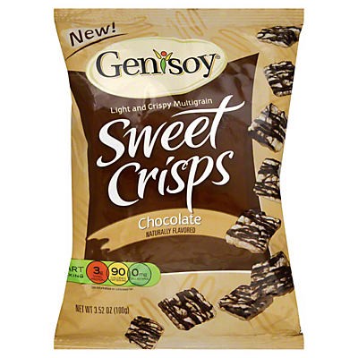 slide 1 of 6, GeniSoy Chocolate Sweet Crisps, 3 oz
