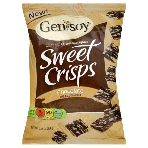 slide 1 of 6, GeniSoy Chocolate Sweet Crisps, 3 oz