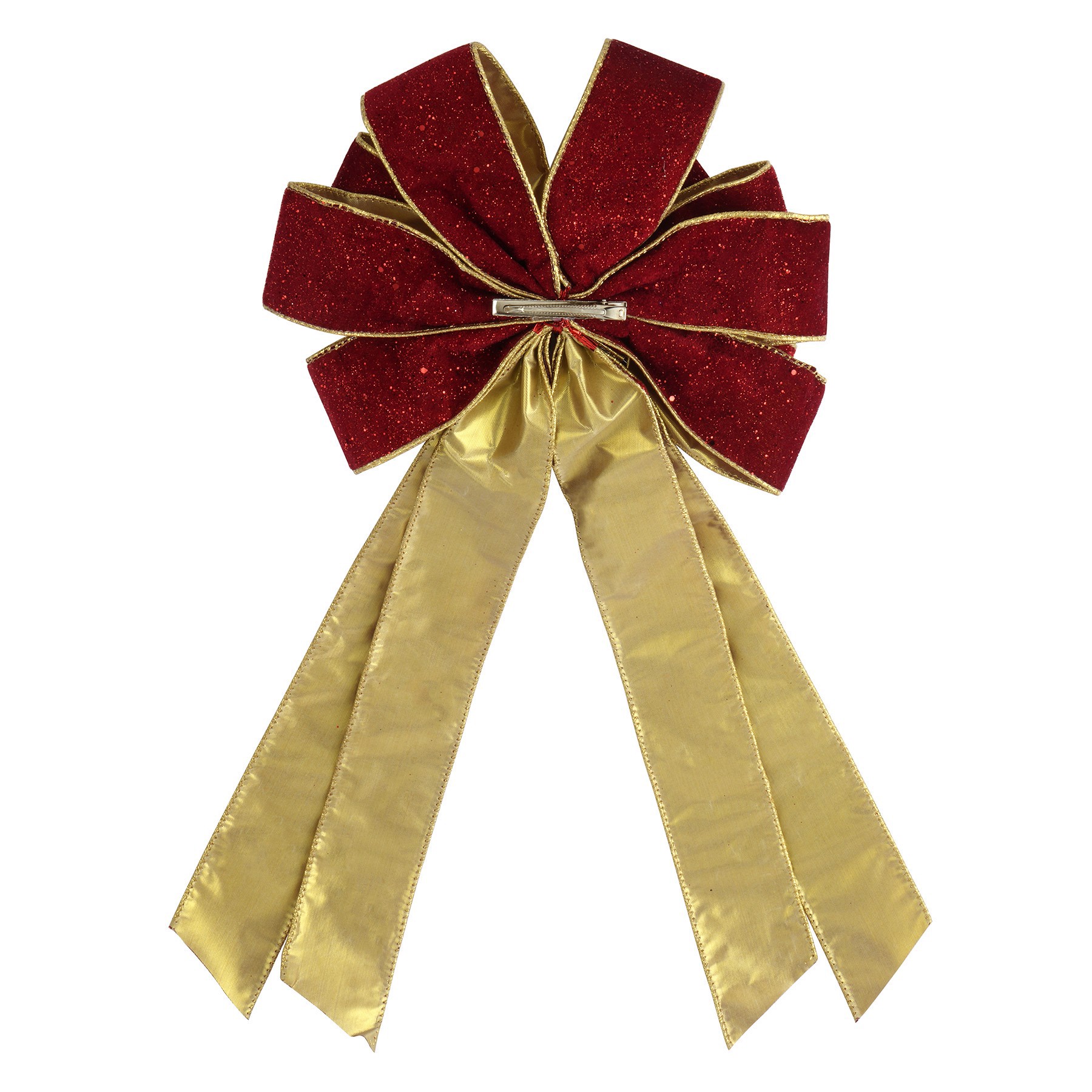 slide 2 of 2, 21" Red & Gold Velvet Tree Bow By Celebrate It, 11 in x 21 in