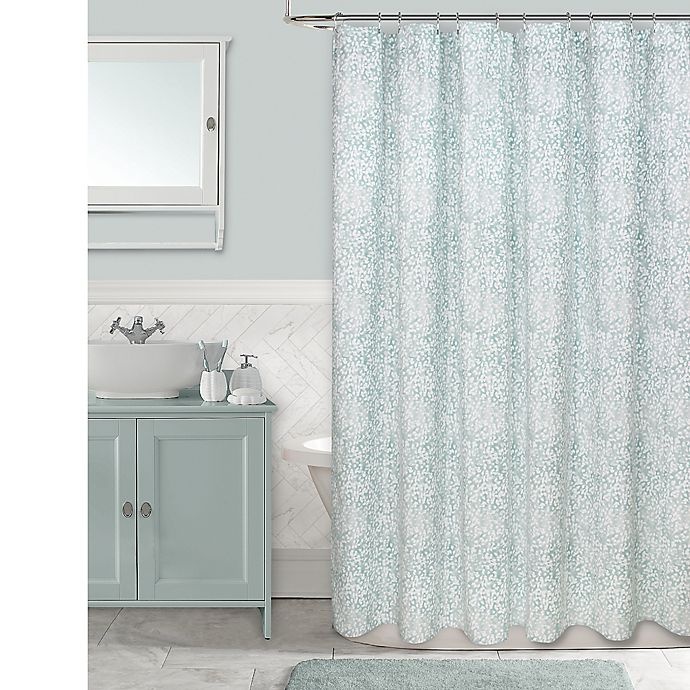 slide 1 of 1, Colordrift Botanical Square Shower Curtain - Aqua, 72 in