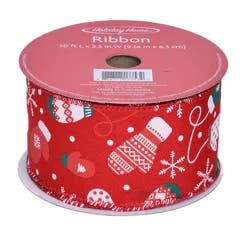 Holiday Home Wired Edge Burlap Glitter Ribbon - Red