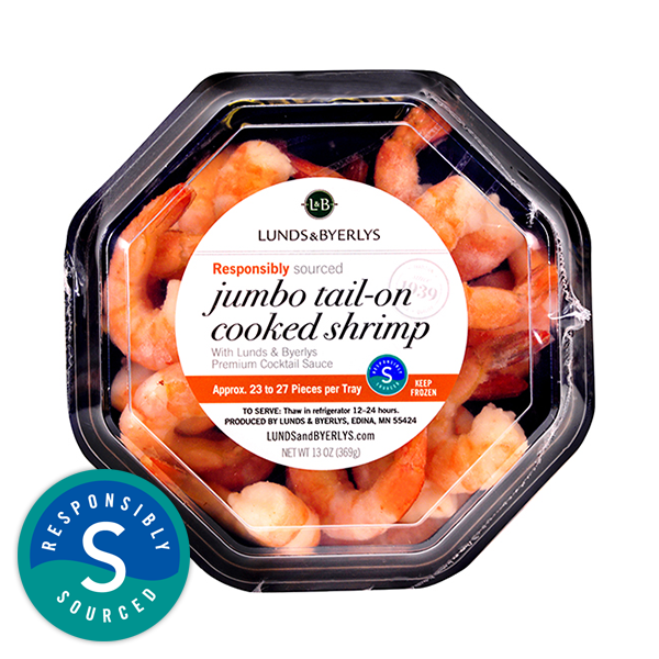 slide 1 of 1, L&B Lunds & Byerlys L&B Jumbo Cooked Shrimp Party Tray, 13 oz