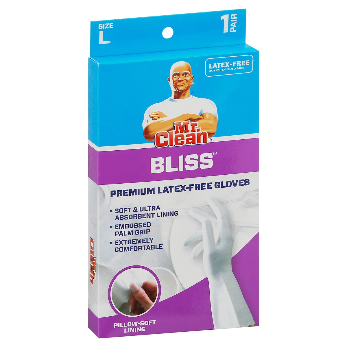 slide 2 of 9, Mr. Clean Bliss Premium Latex-free Gloves Large, 1 ct