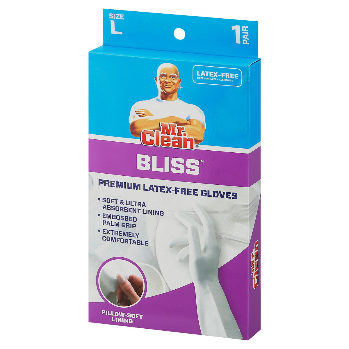 slide 8 of 9, Mr. Clean Bliss Premium Latex-free Gloves Large, 1 ct