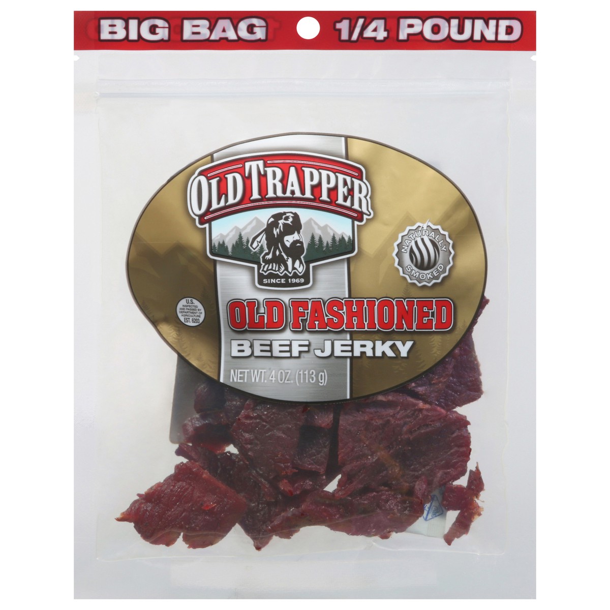 slide 10 of 14, Old Trapper Old Fashioned Beef Jerky Big Bag 4 oz, 4 oz