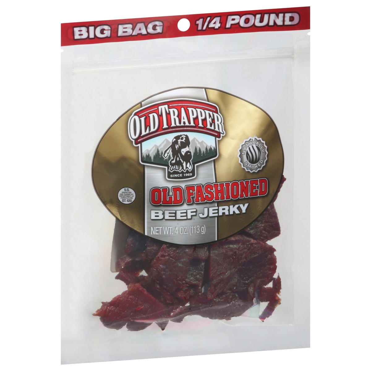 slide 3 of 14, Old Trapper Old Fashioned Beef Jerky Big Bag 4 oz, 4 oz