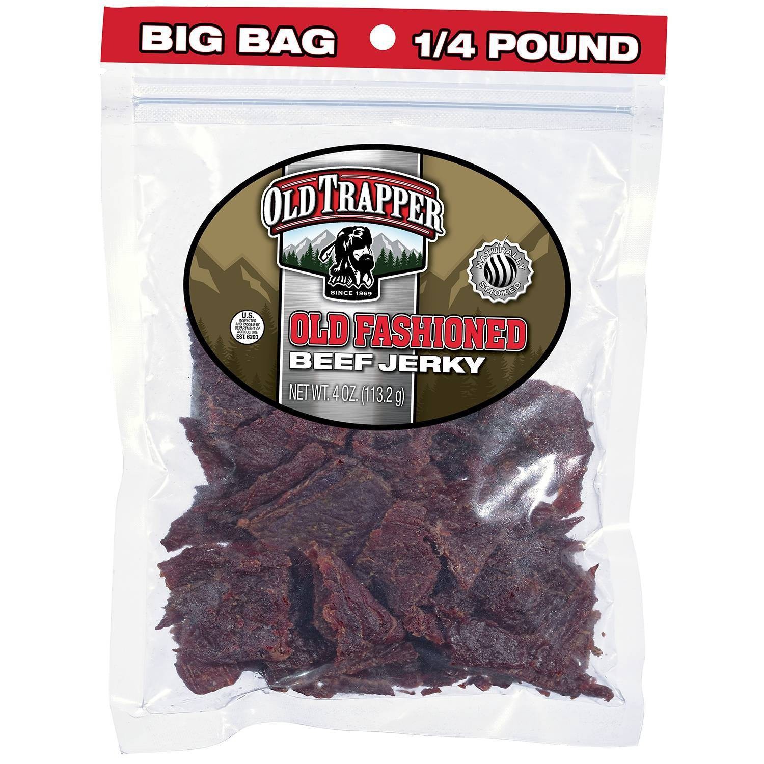 slide 1 of 14, Old Trapper Old Fashioned Beef Jerky Big Bag 4 oz, 4 oz