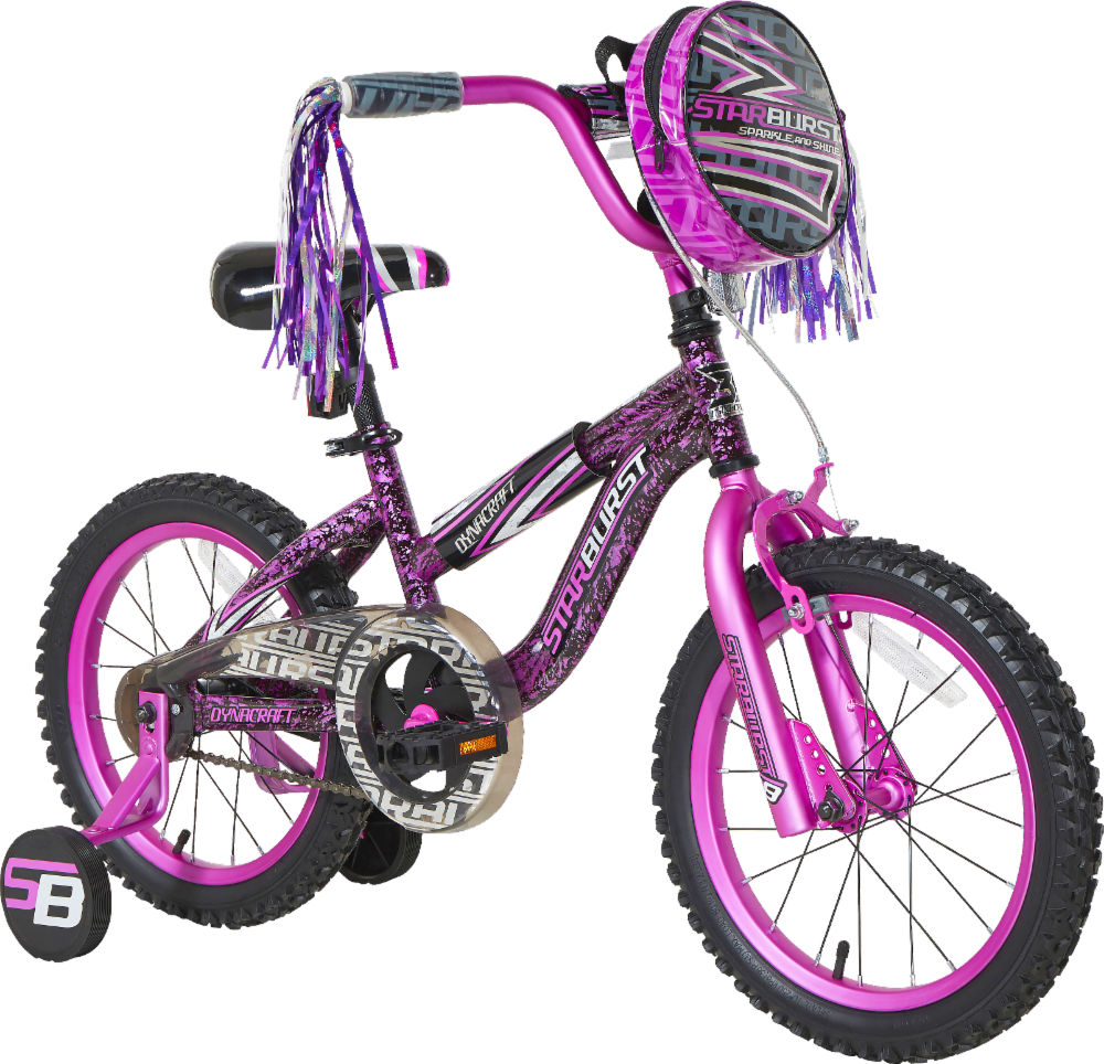 slide 1 of 1, Dynacraft Kids' Starburst Bike - Purple/Black, 16 in