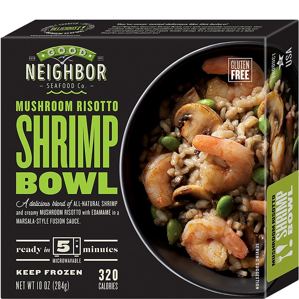 slide 1 of 1, Good Neighbor Seafood Co. Mushroom Risotto Shrimp Bowl Frozen Meal, 10 oz