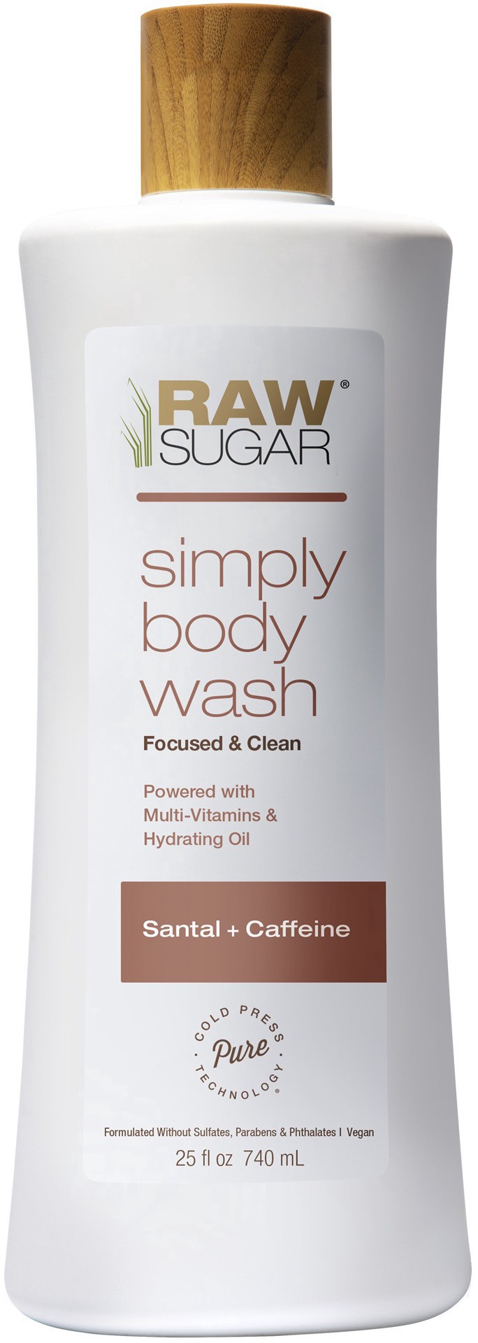 slide 1 of 1, Raw Sugar Simply Body Wash Santal & Caffeine, 25 oz
